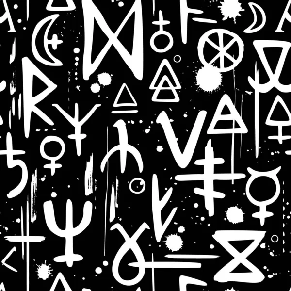 Бесшовный Рисунок Алхимическими Оккультными Элементами — стоковый вектор
