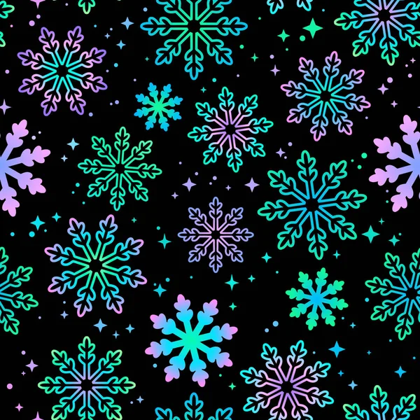 Modèle Hiver Flocons Neige Lumineux Multicolores — Image vectorielle