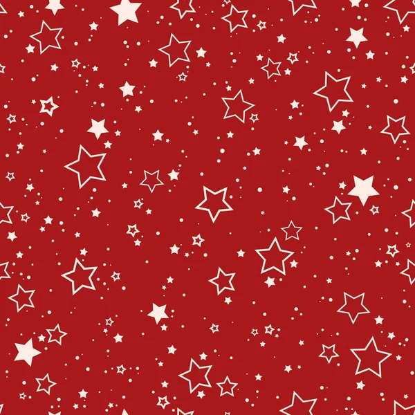 Karácsony Divatos Minta Csillagok Piros Háttér — Stock Vector