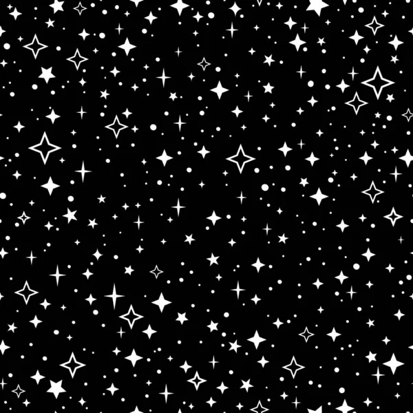 Seamless Pattern White Stars Black Background — Stock Vector