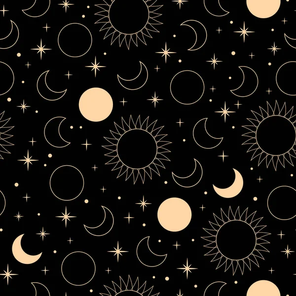 Patrón Esotérico Místico Con Sol Luna Estrellas — Archivo Imágenes Vectoriales