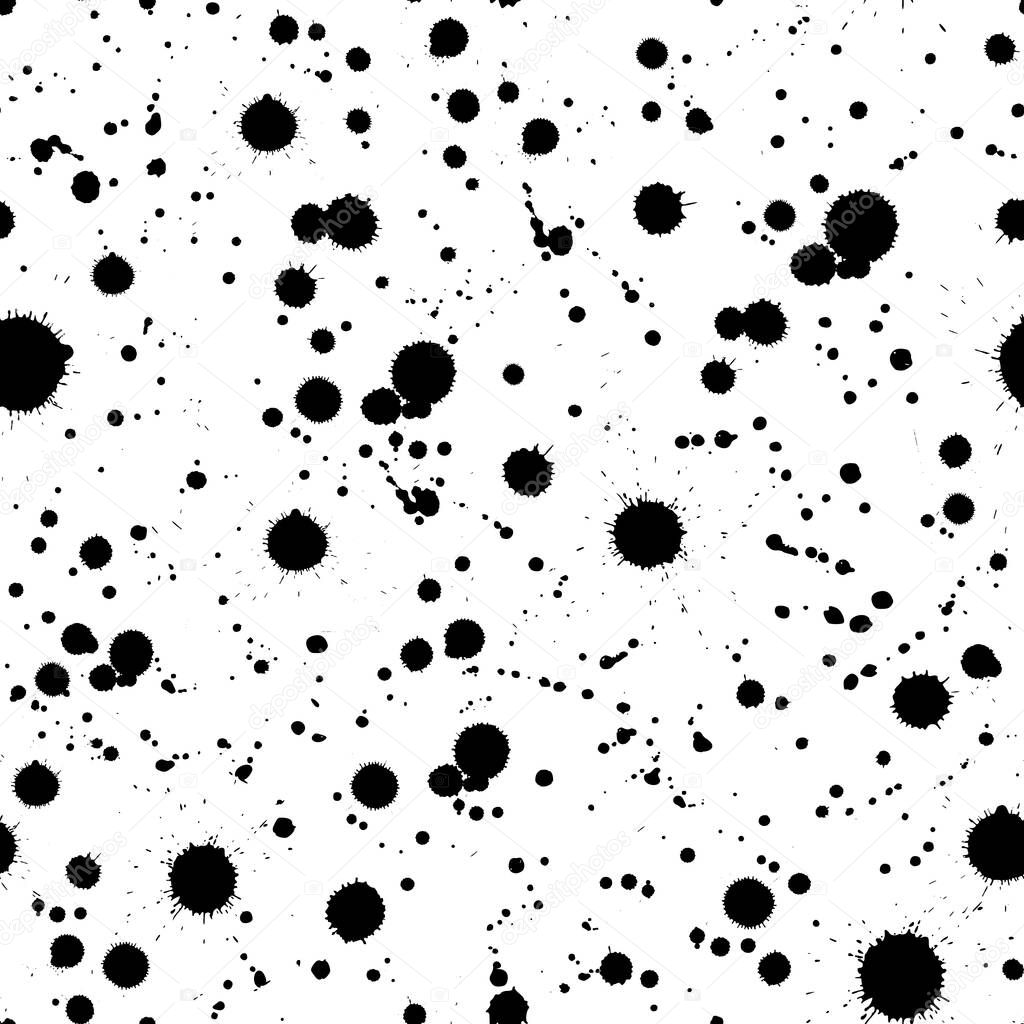 seamless background splattered with black liquid drops