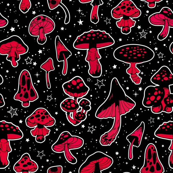 Illustration Sans Couture Avec Agarics Mouche Rouge — Image vectorielle