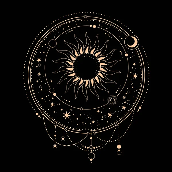 Compoziția Ezoterică Rotundă Soarelui Stelelor — Vector de stoc