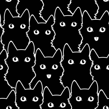 Sevimli kedi siluetlerinin kusursuz deseni