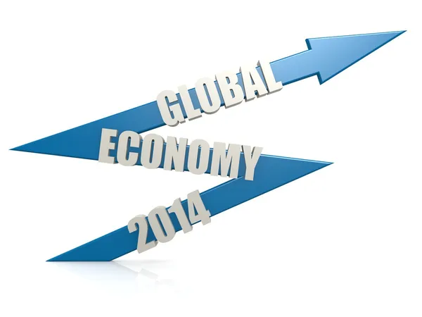 Economia global 2014 seta azul — Fotografia de Stock