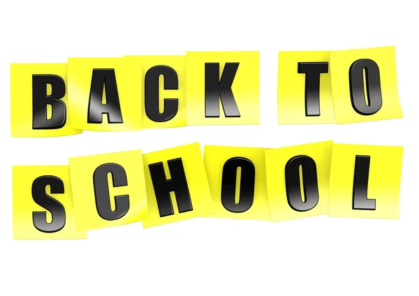 Voltar para a escola em nota amarela — Fotografia de Stock