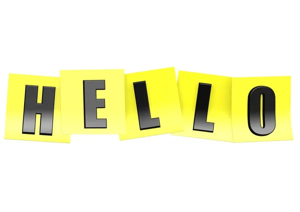 Hello in yellow note — Stock Photo, Image