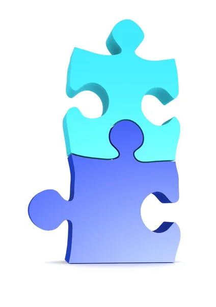 Blauw blauw jigsaw — Stockfoto