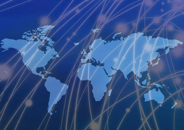 Blauwe wereld kaart communicatie — Stockfoto