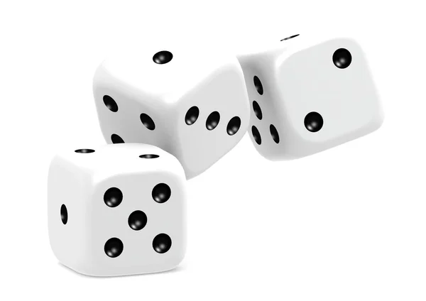 Three white dices — Stock Photo, Image