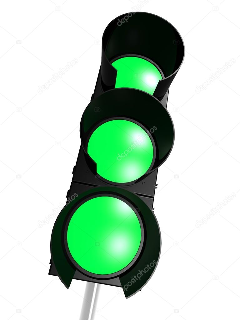 Traffic light with green on
