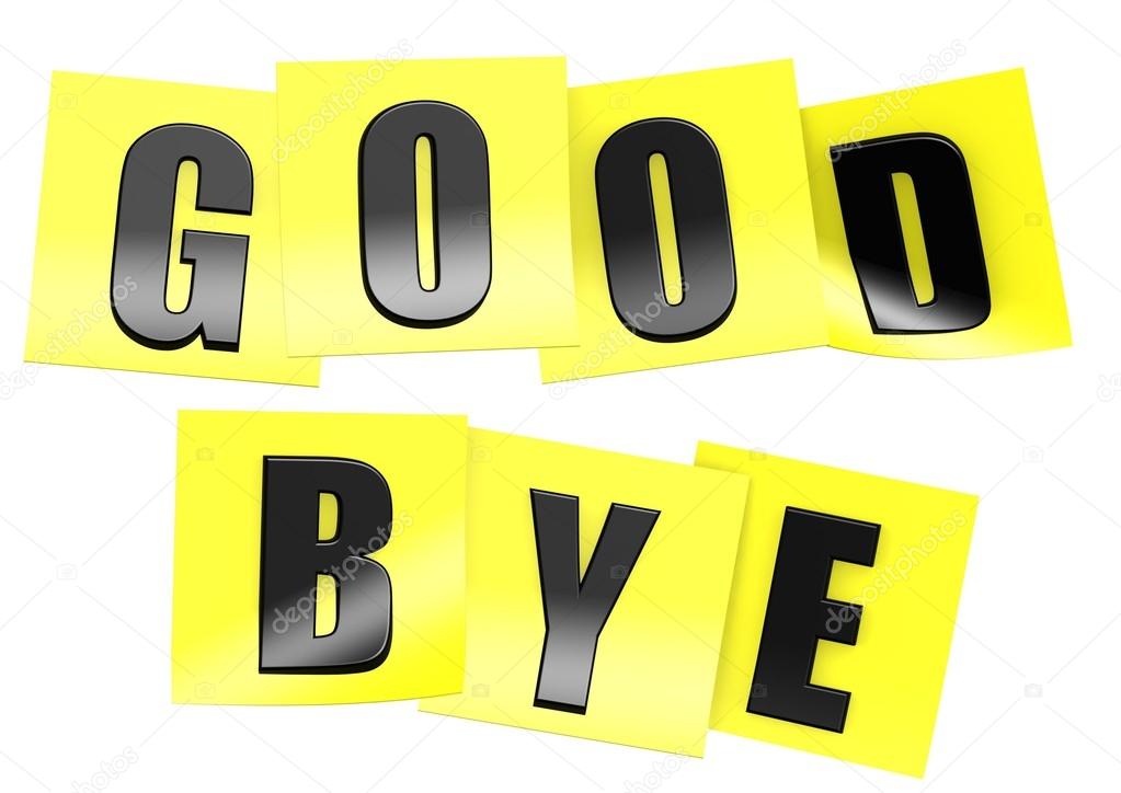 Good bye in yellow note