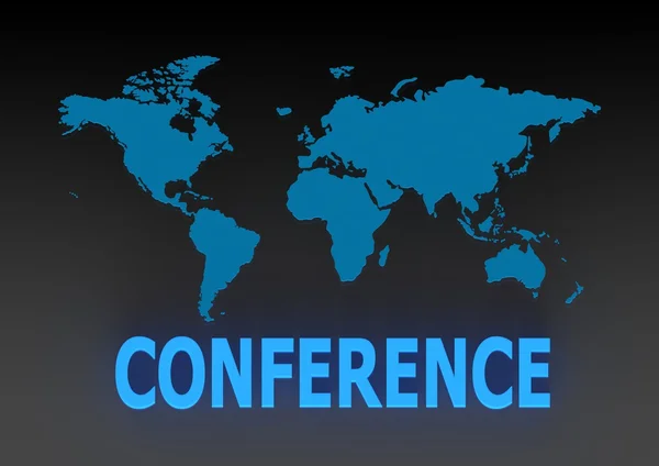 Глобальная конференция с картой мира — стоковое фото