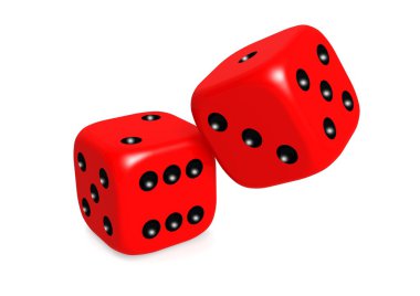 dobbelstenen in het rood