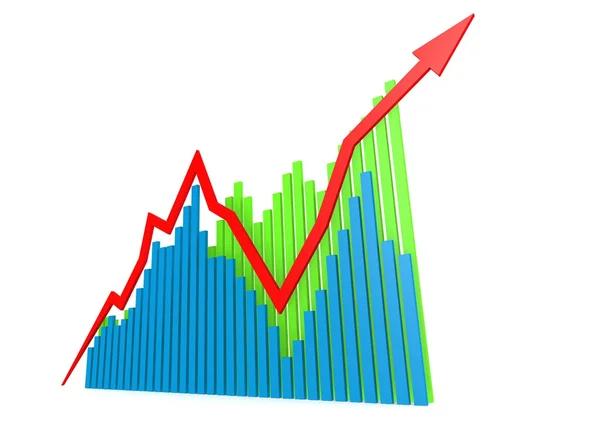 Gráficos de crescimento verde azul — Fotografia de Stock