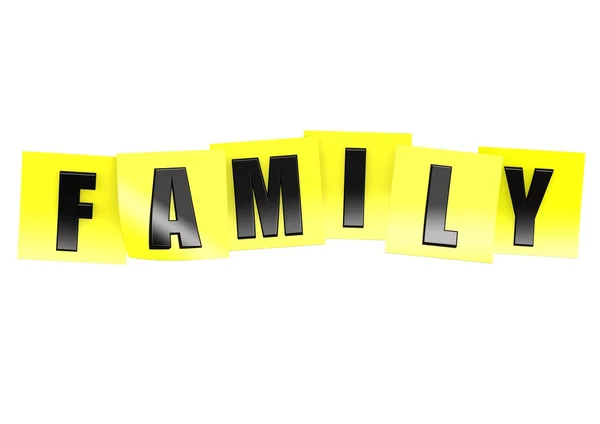 Family in yellow note — Stock Photo, Image