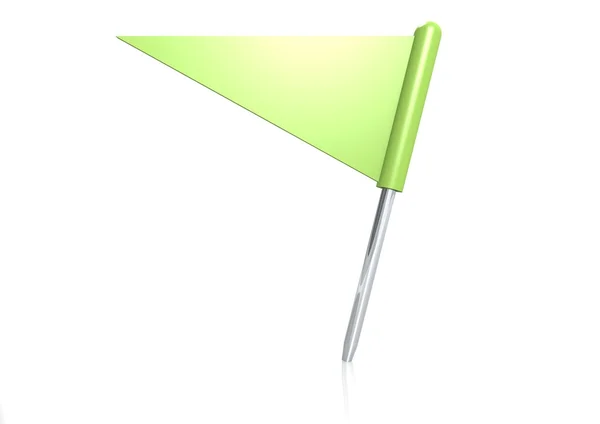 Green triangle flag pin — Stock Photo, Image