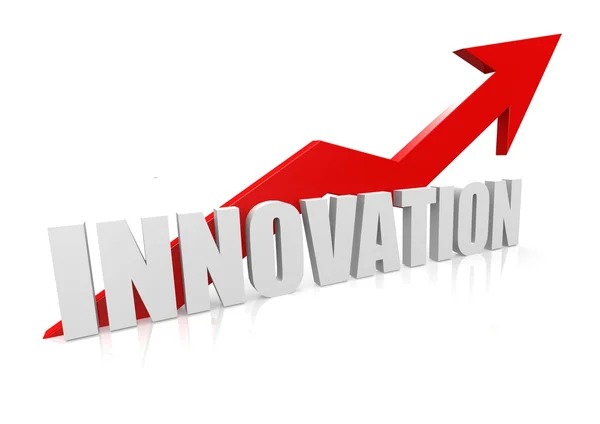 Inovação com seta vermelha para cima — Fotografia de Stock