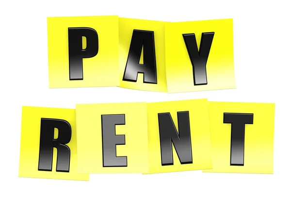 Pay rent in yellow note — Stock Photo, Image