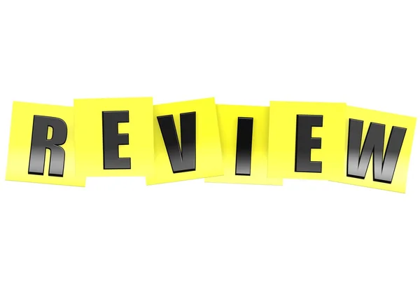 Review in yellow note — Stock Photo, Image