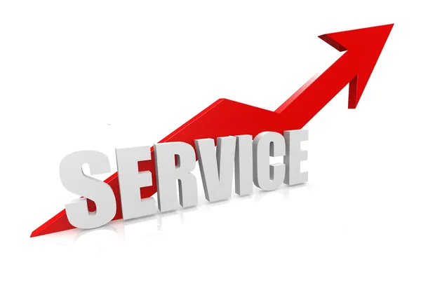 Service with upward red arrow — Stock Photo, Image