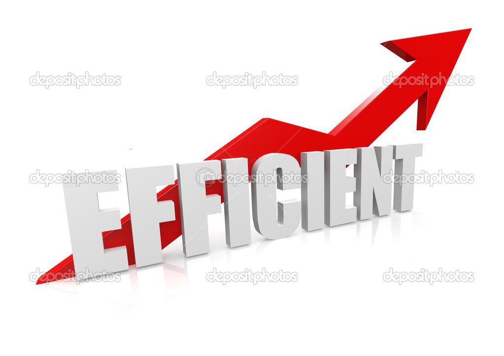 Efficient with upward red arrow