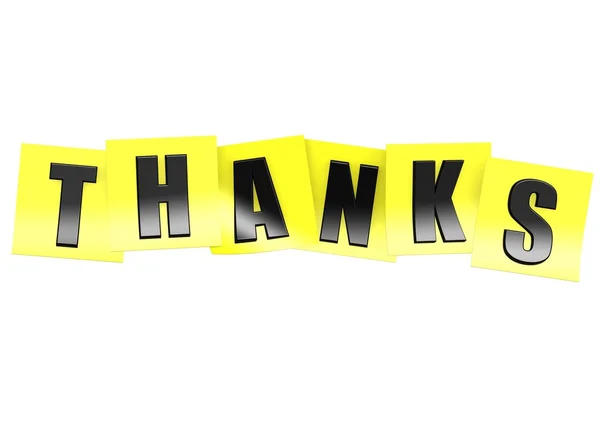 Thanks in yellow note — Stock Photo, Image