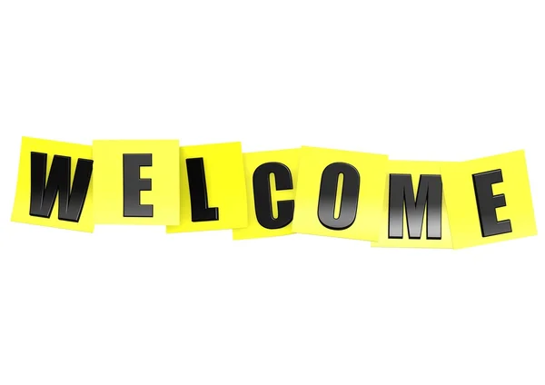 Welcome in yellow note — Stock Photo, Image