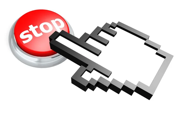 Stop button with hand cursor — Stock Photo, Image