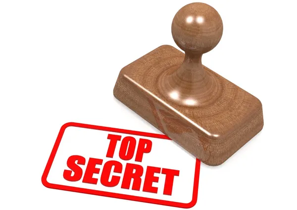 Mot top secret sur timbre en bois — Photo