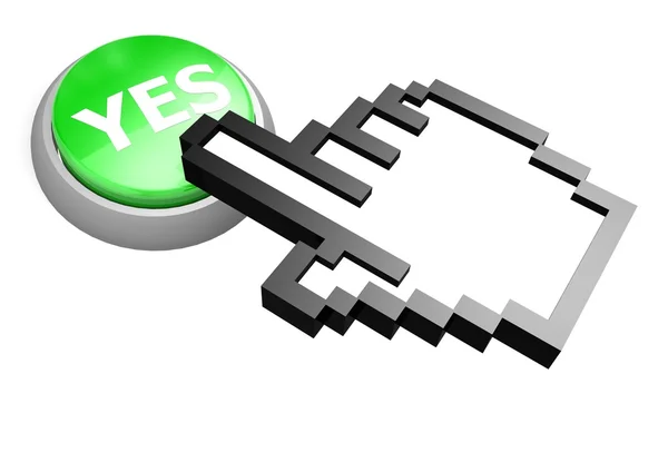 Yes button with hand cursor — Stock Photo, Image