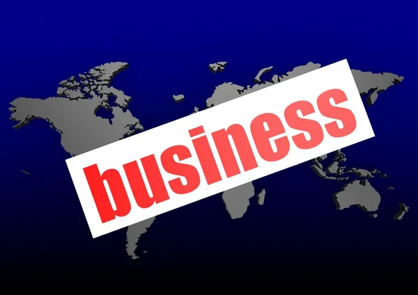 파란 세계 지도에 비즈니스 단어 — 스톡 사진