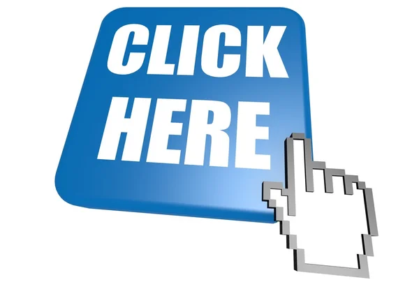 Click here button with cursor — Stock Photo, Image