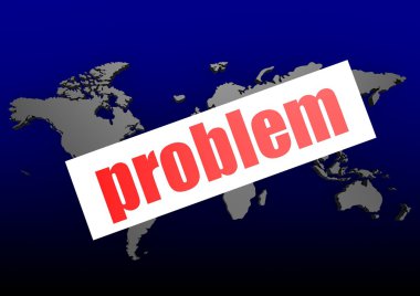 sorun word mavi dünya haritasında