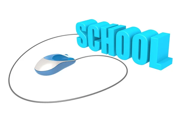 Mouse de computador e escola — Fotografia de Stock