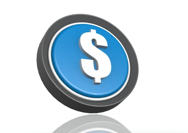 Ícone redondo do dólar em azul — Fotografia de Stock