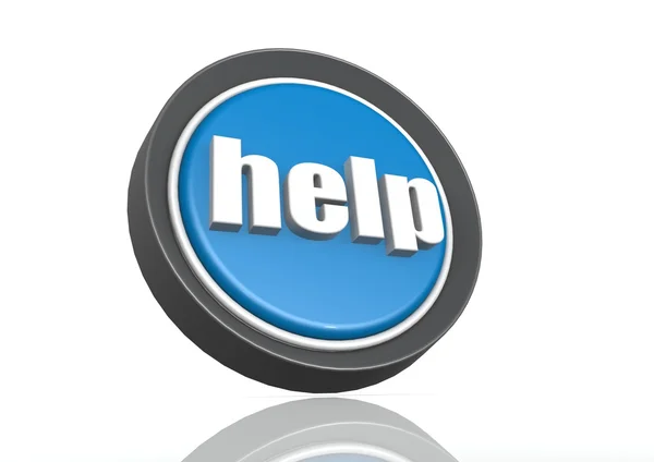 Help round icon in blue — Stock Photo, Image