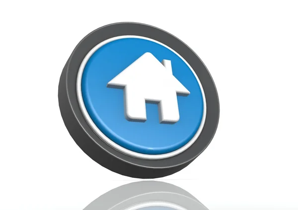 Casa icona rotonda in blu — Foto Stock