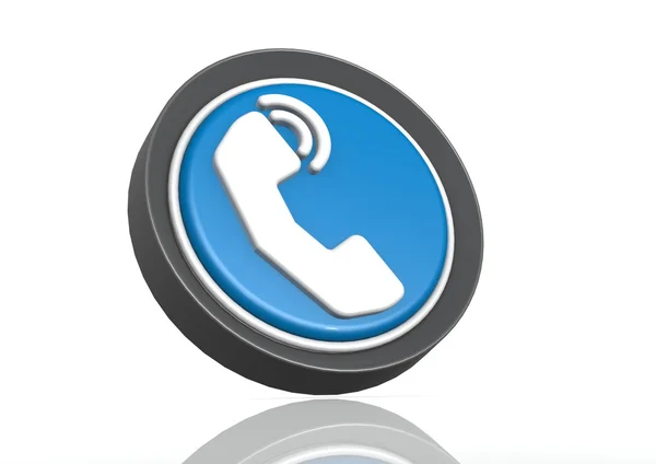 Icona rotonda del telefono in blu — Foto Stock