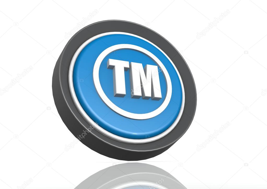 Trade mark round icon in blue