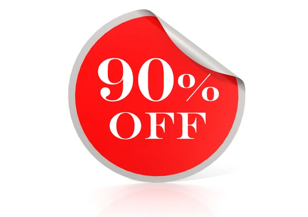 Red round sticker for 90 percent discount — Stock Photo, Image