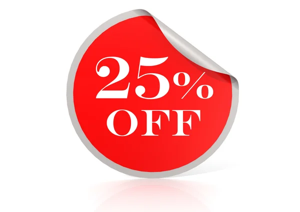 Red round sticker for 25 percent discount — Stock Photo, Image