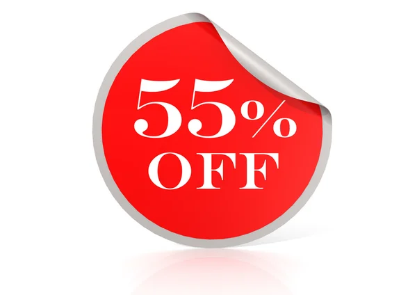 Red round sticker for 55 percent discount — Stock Photo, Image