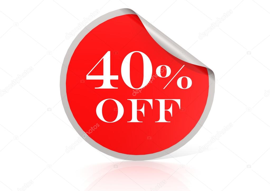 Red round sticker for 40 percent discount