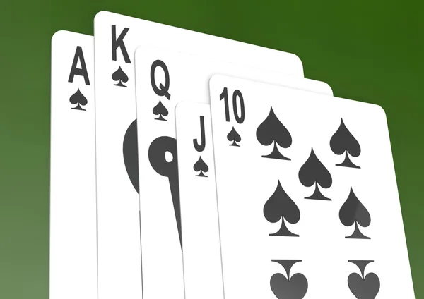 Royal flush with green background — Stock Photo, Image