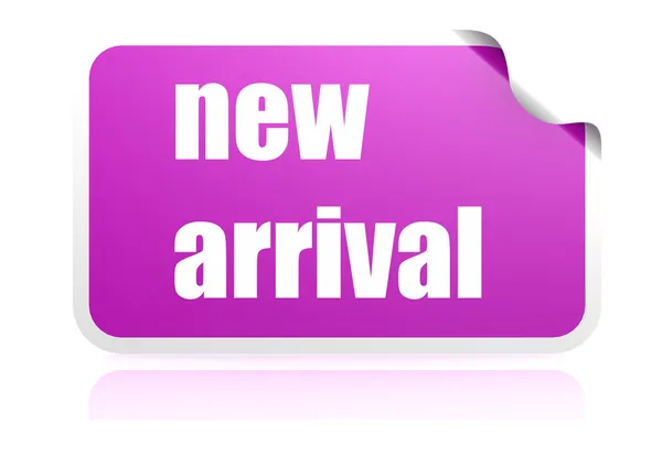 Nieuwe aankomst paarse label — Stockfoto