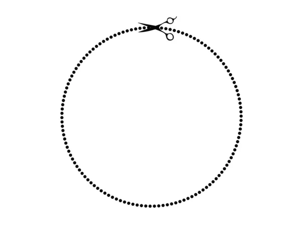 Round dot line with scissor — Stock Photo, Image