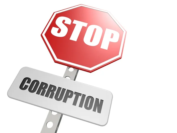 Остановить коррупцию дорожный знак — стоковое фото