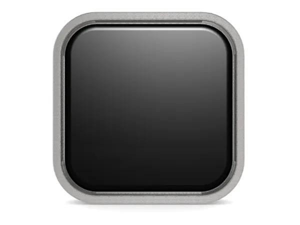 Černé čtvercové tlačítko — Stock fotografie